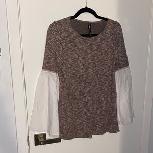 Design Lab Lord & Taylor Brown and Cream Blouse